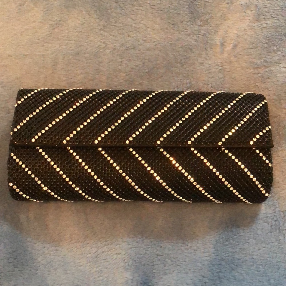 Whiting & Davis stunning black w crystal evening purse NWT